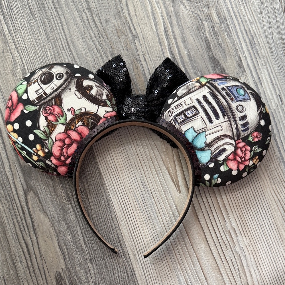 Floral Star Wars Sequin Bow Minnie Ears Headband - Picture 5 of 7